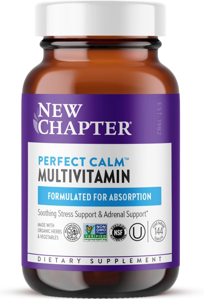 Yeni Bölüm Perfect Calm - Stres ve Mood Desteği için Günlük Multivitamin B Vitamins + Kutsal Basil + Lemon Balm + Organik Non-GMO Malzemeler - Kont 144