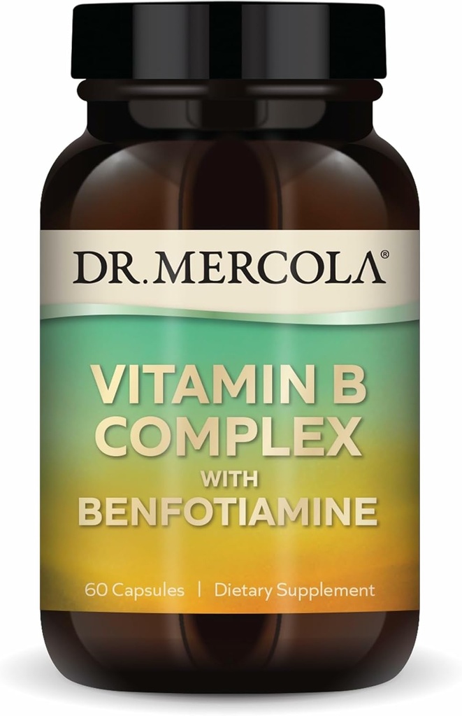 Dr. Mercola Vitamin B Kompleksi ile Benfotimin - Destek Hücreleri, Beyin & Immune Health - Non-GMO, Gluten-Free & Soy-Free - 60 Capsules (30 hizmet)