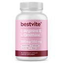 BESTVITE L-Arginine L-Ornithine 500-250 (120 Vejetaryen Capsules) - No Stearates - No Fillers - Vegan - Non GMO - Gluten Free - Nouba Silicate