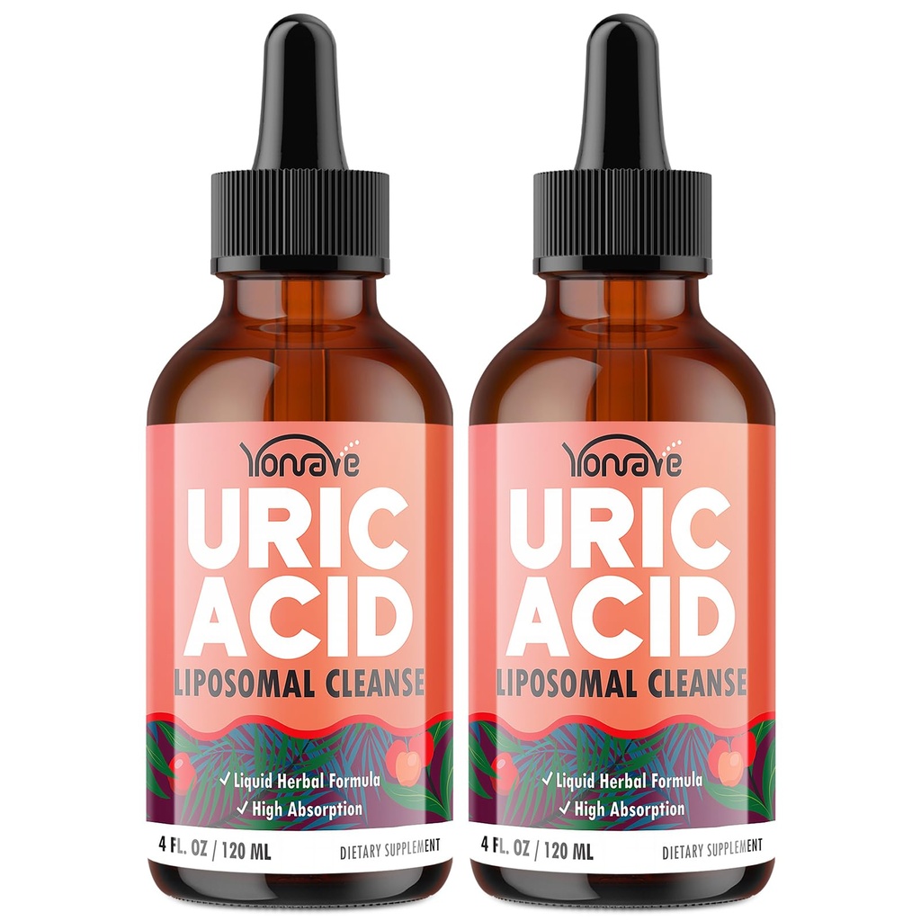 Liposomal Uric Acid Drops, Tart Cherry Supplement with Celery Seed & Boswellia Extract - Muscle, Detox, Ortak ve Kidney, Uric Acid Cleanse Liquid Supplement- 4 FL OZ (2 Şişe)