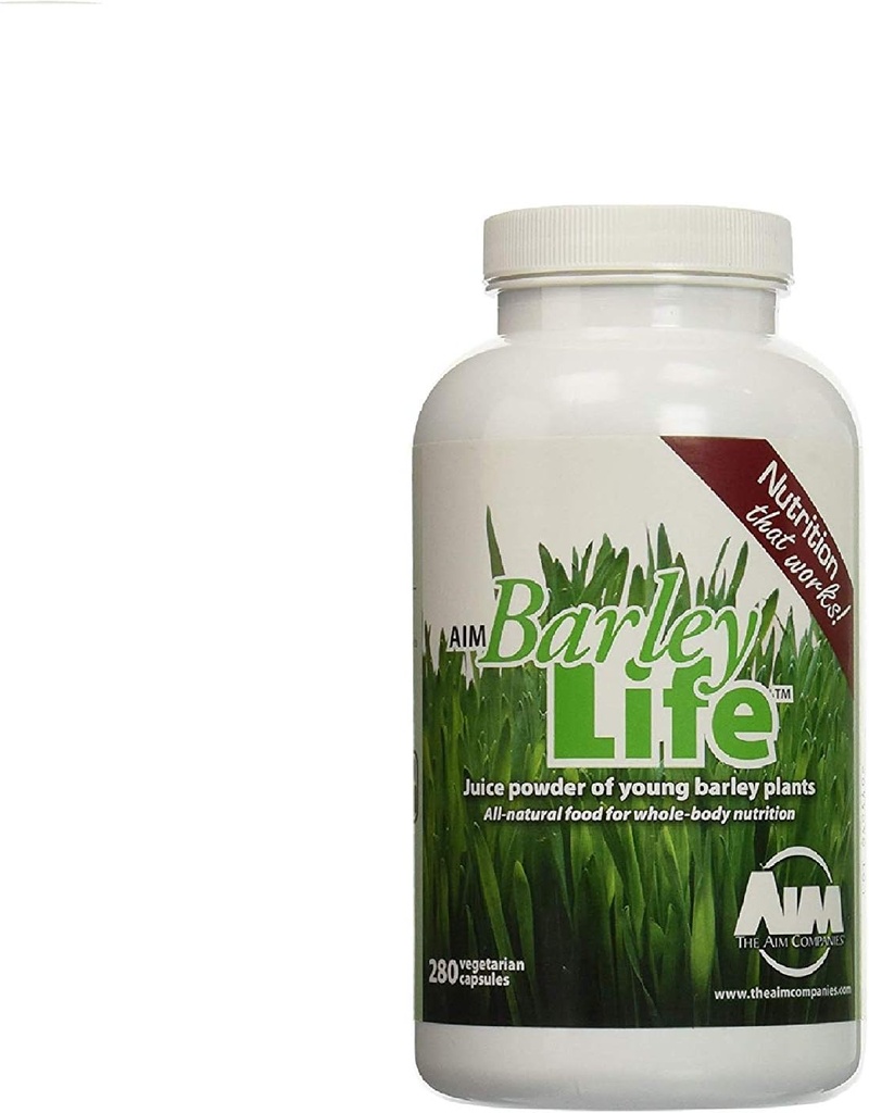 AIM Barleylife Juice of Young barly plants ve Güçlü antioksidan Capsules (İki Pack) 560 Capsules Total Total