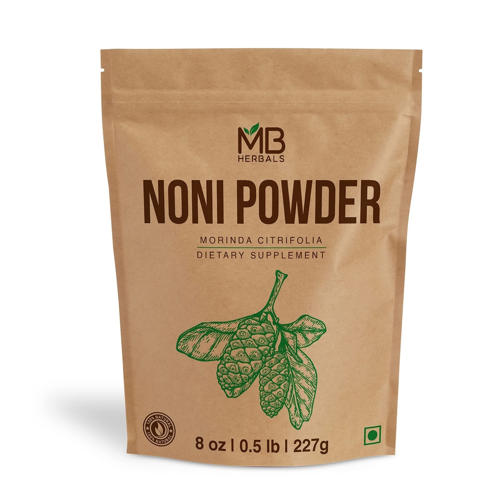 MB Herbals Noni Toz 8 oz | 227g (0.5 lb) | Kolay Mixes with Smoothies Juices | No Preservatives | Gluten Free | 45 Paket başına hizmet