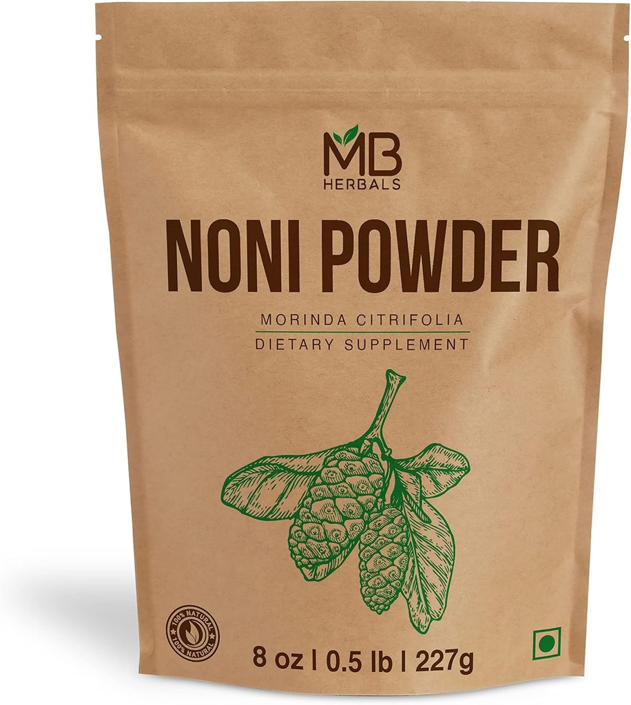 MB Herbals Noni Toz 8 oz | 227g (0.5 lb) | Kolay Mixes with Smoothies Juices | No Preservatives | Gluten Free | 45 Paket başına hizmet