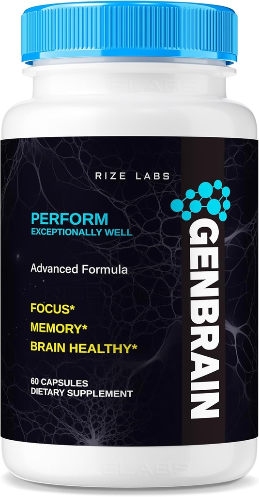 riize labs GenBrain Memory Supplement, Κάψουλες Υποστήριξης Εγκεφάλου Extra Strength, Advanced Complex, Pure All-Natural Χάπια (60 Κάψουλες)