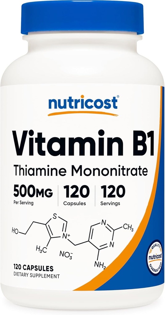 Nutricost Vitamin B1 (Thiamine) 500 mg, 120 Capsules