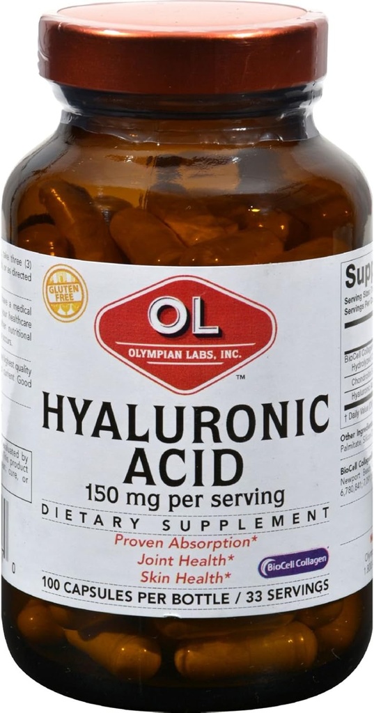 Olympian Labs Hyaluronic Acid 150mg | 99 Capsules | Sağlıklı Doku ve Ortakları Destek - Genç Sağlıklı Ciltleri Teşvik