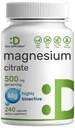 DEAL SUPPLEMENT Magnezyum Citrate 500 mg, 240 Capsules | Kolay Absorbed, Purified Trace Mineral – Kas, Heart, & Digestive Support – One a Day, Non-GMOMO