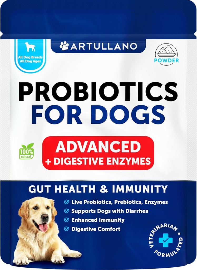 Köpekler için Probiyotikler - Gut Health, Itchy Skin, Allergies, Immunity, Yeast Balance - Dog Probiyotiks and Digestive Enzymes - 30 Sticks