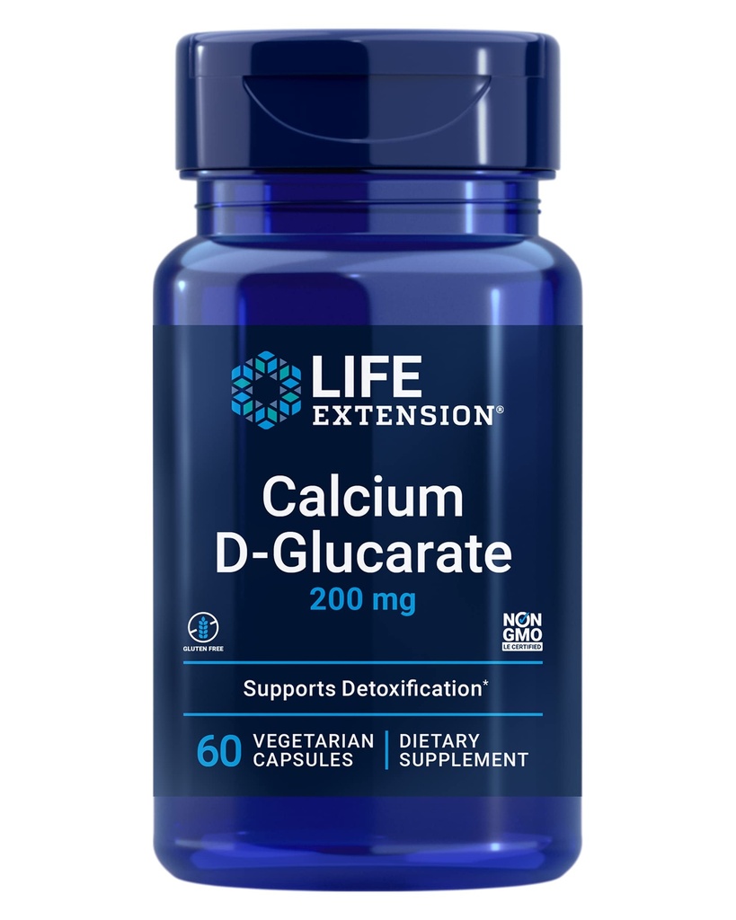 Life Extensionelli D-Glucarate, 200 mg - Destekler Detoxification, Helps Flush Out Unwanted bileşikler - Gluten-Free, Non-GMO, Vegetarian – 60 Capsules