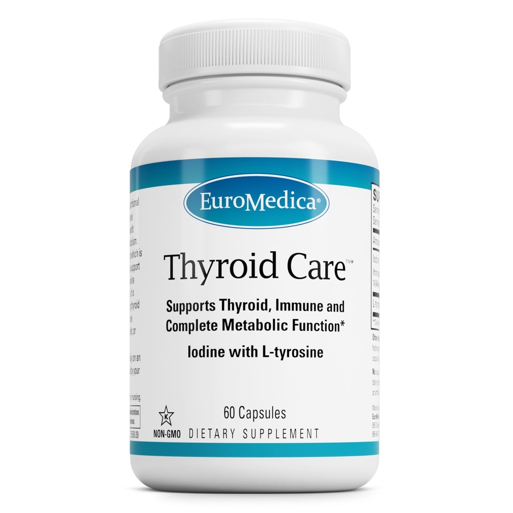 EuroMedica Tiroid Bakım - Immune Health & Energy Support Formula - Tiroid Sağlığı Desteği için Iodine ile Beslenme Tamamı - L-Tyrosine ile Sağlık Supplement - 60 Capsules