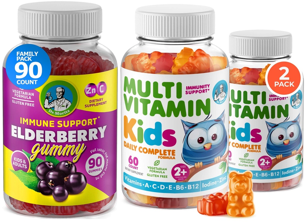 Çocuklar ve Yetişkinler A, C, D, E Vegetarian B6 & B12, çinko, Biotin Gummy Multivitamins for Kids + Immune support