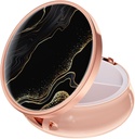 Rouidr Pill Box, 3 Karşılaştırmalı Tıp Pill Case, Small Metal Travel Medicine Box for Purse & Pocket, Rose Gold, Luxury Black Mermer