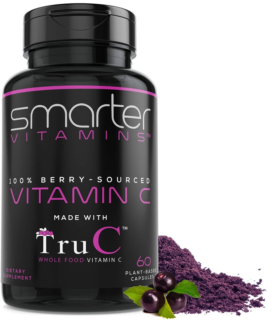 Smarter Raw Whole Food Vitamin C fromges, Premium Antioksis, Bioflavonoids & Polyols, 60 Vegan Capsules