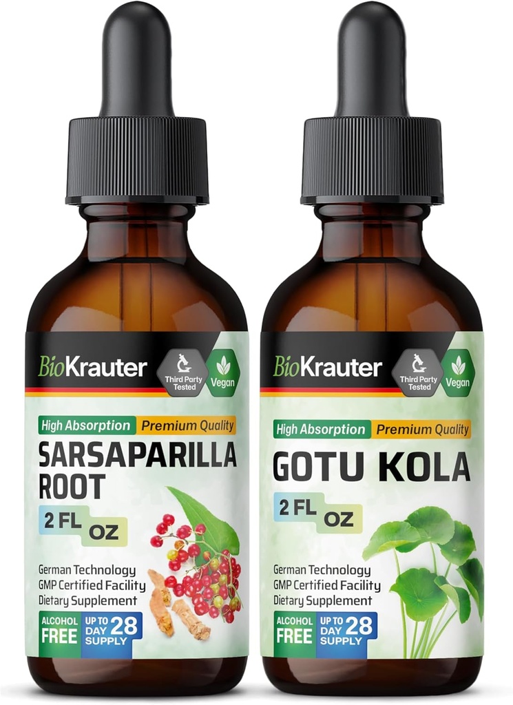 BIO KRAUTER Sarsaparilla Tincture 2 Fl. Oz. & Gotu Kola Tincture 2 Fl. Oz.