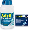 Advil Liqui-Gels Pain Reliever and Fever Reducer, Παυσίπονο για Ενήλικες με Ibuprofen 200mg για Πονοκέφαλο, Οσφυαλγία, Εμμηνορρυσιακός πόνος και Ανακουφισμός Κοινών Πόνων - 200 Κάψουλες, Advil PM Ibuprofen - 2 Ct