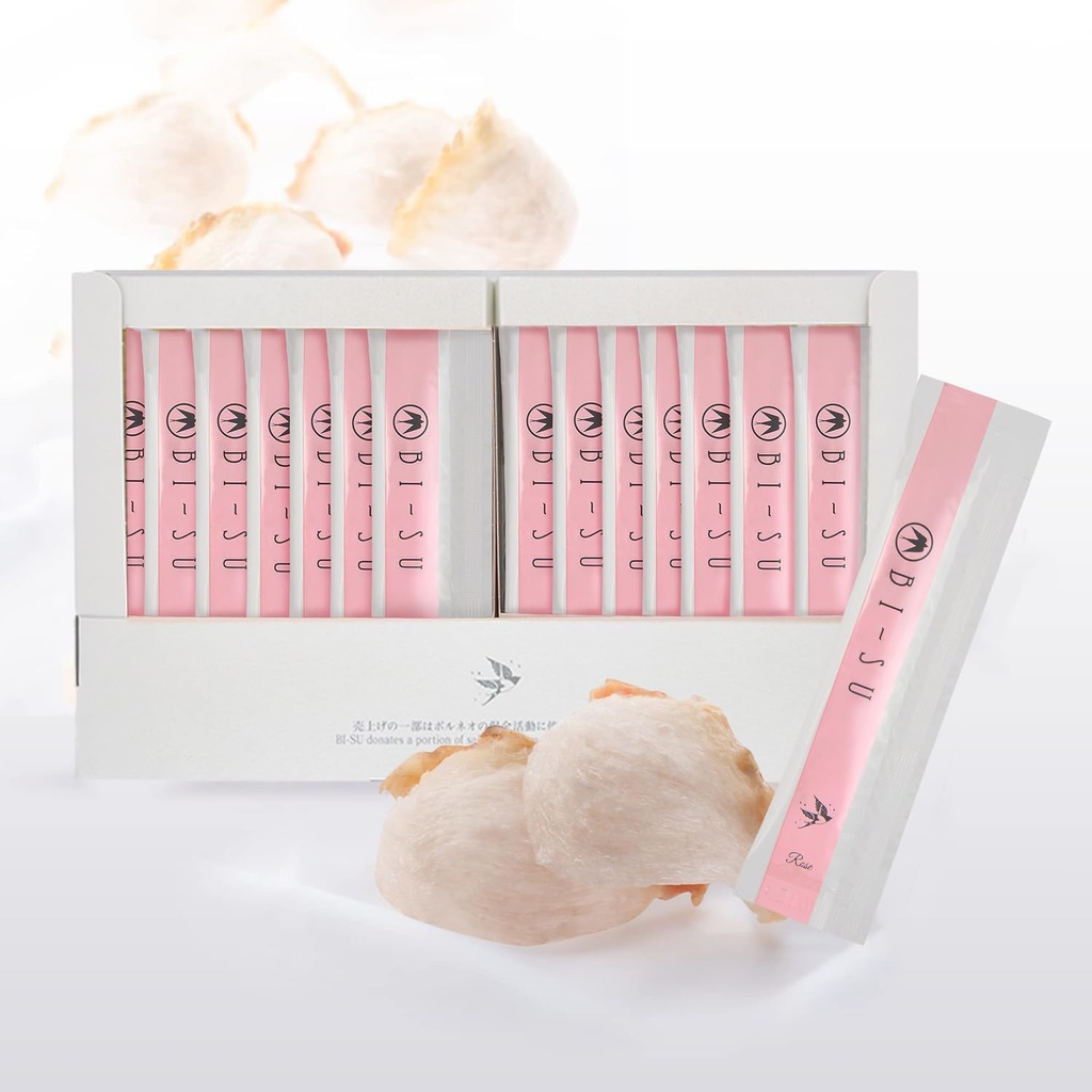 BI-SU Extract Jelly Stick | Natural Swiftlet Nests Extract, Collagen, Vitamin C, Japon Skincare, Anti-aging, Skin'in Elasticity, Boosts Immune System, GI Health, Rose Flavor, 30 PCS