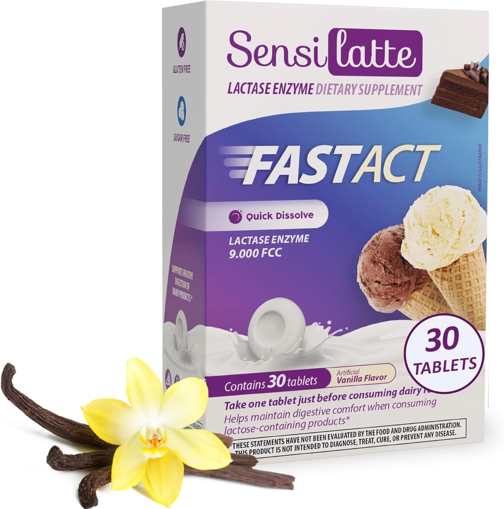 Lactase Enzyme 30 Tablet Vanilla - 9.000COM - Sensilatte - Hızlı Dissolution – Digestive Comfort – Prati Donaduzzi
