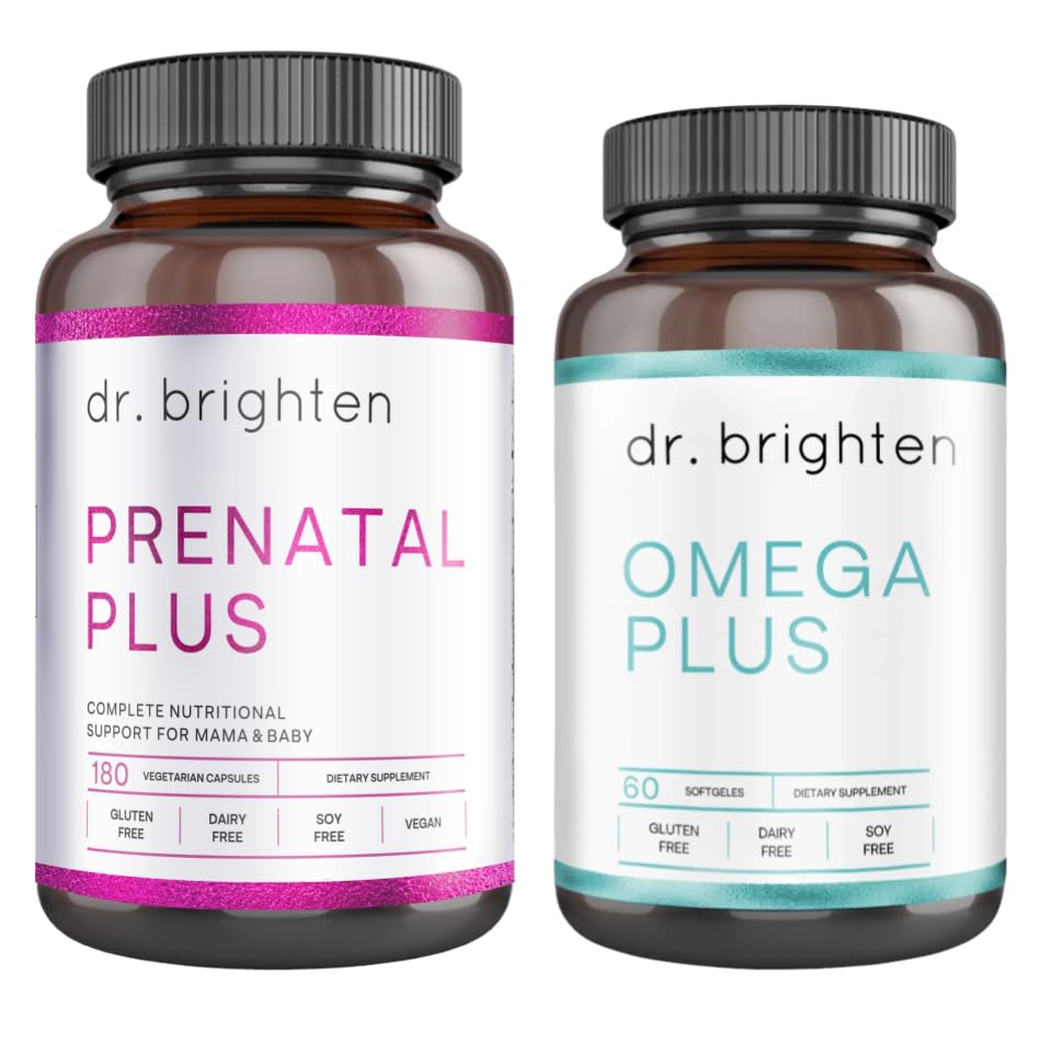 Dr. Brighten Prenatal Plus ve Omega Plus Sche for Hamile or Nursing Mothers, Non-GMO, No Gluten, No Soy
