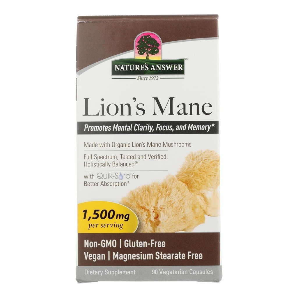 Lions Mane Mushroom Toz Capsules (1500 mg | 90ct Powerful Nootropic) Brain Mushroom Supplement for Focus, Memory, mental Clarity. Pure Lion's Mane Mushroom Brain ATM Memory & Energy Pills