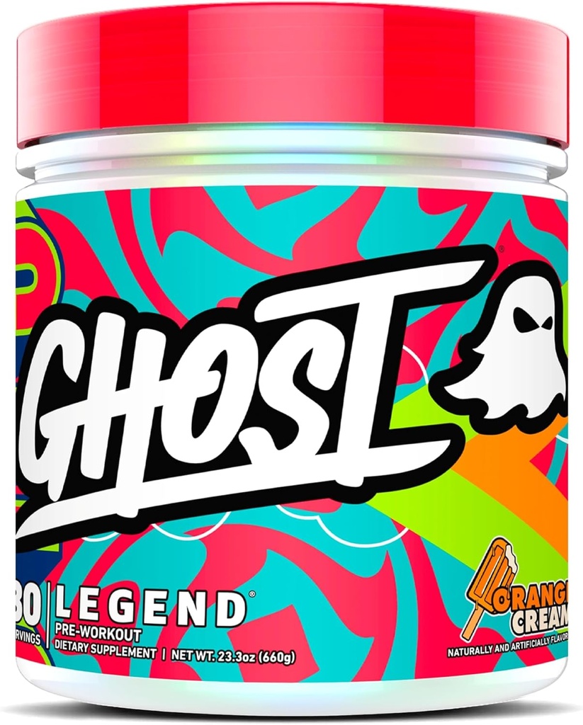 GHOST Legend Pre-Workout Toz, Orange Cream - 30 Hizmet - Choline, L-Citrulline, & Beta Alanine for Energy & Focus