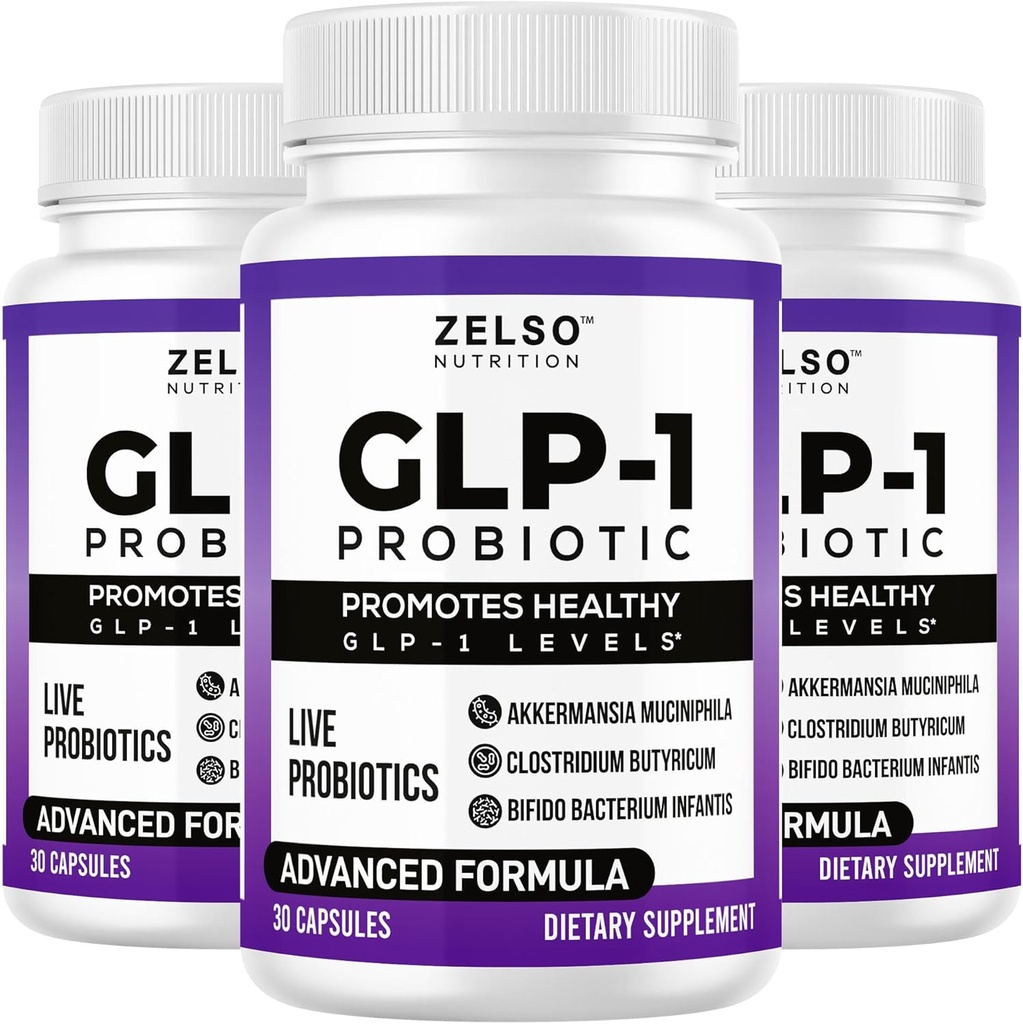 ZELSO (3 Pack) GLP-1 Προβιοτικό με Akkermansia Muciniphila - Υποστήριξη για την υγεία των ούλων με GLP 1 Ζωντανά Προβιοτικά, 500M CFU Πολυ-Προβιοτικό + Προβιοτικό, GLP1 Φυσικά Plus - 90 Κάψουλες
