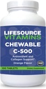 Life Sources Vitamin C 500 mg - 100 Chewable Tabletler - Amazing Orange Flavor - Sweetized w /Stevia