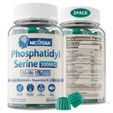 Phosphatidylserine - Nootropic Brian συμπλήρωμα, Focus & Energy Gummies+ Bacopa Monnieri, Omega 3, Huperzine A, Methyl B12 & B6 για ηλικιωμένους, παίκτες, εργαζόμενους, μη-GMO, καφεΐνη-ελεύθερο, ζάχαρη δωρεάν, 2 Πακέτο