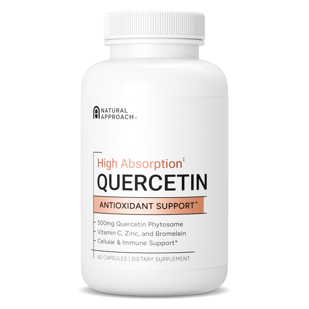 Υψηλή απορρόφηση Quercetin με Bromelain, βιταμίνη C και ψευδάργυρο - 500mg Quercetin Phytosome - 50x Περισσότερα Απορρόφηση - Υποστηρίζει την Ανοσολογική λειτουργία & Κυτταρική υγεία - ΗΠΑ Κατασκευασμένο συμπλήρωμα - 60 κάψουλες