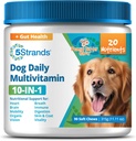 5Strands Dog Multivitamin Chews, 10in-1, Vitaminler & Postbiyotikler, All Ages & Breeds - Digestion, Beyin, Organlar, Kalp, Hareketlilik, Vizyon, Skin & Ön, Immunity - Dog Supplement (Peanut Butter, 90ct)
