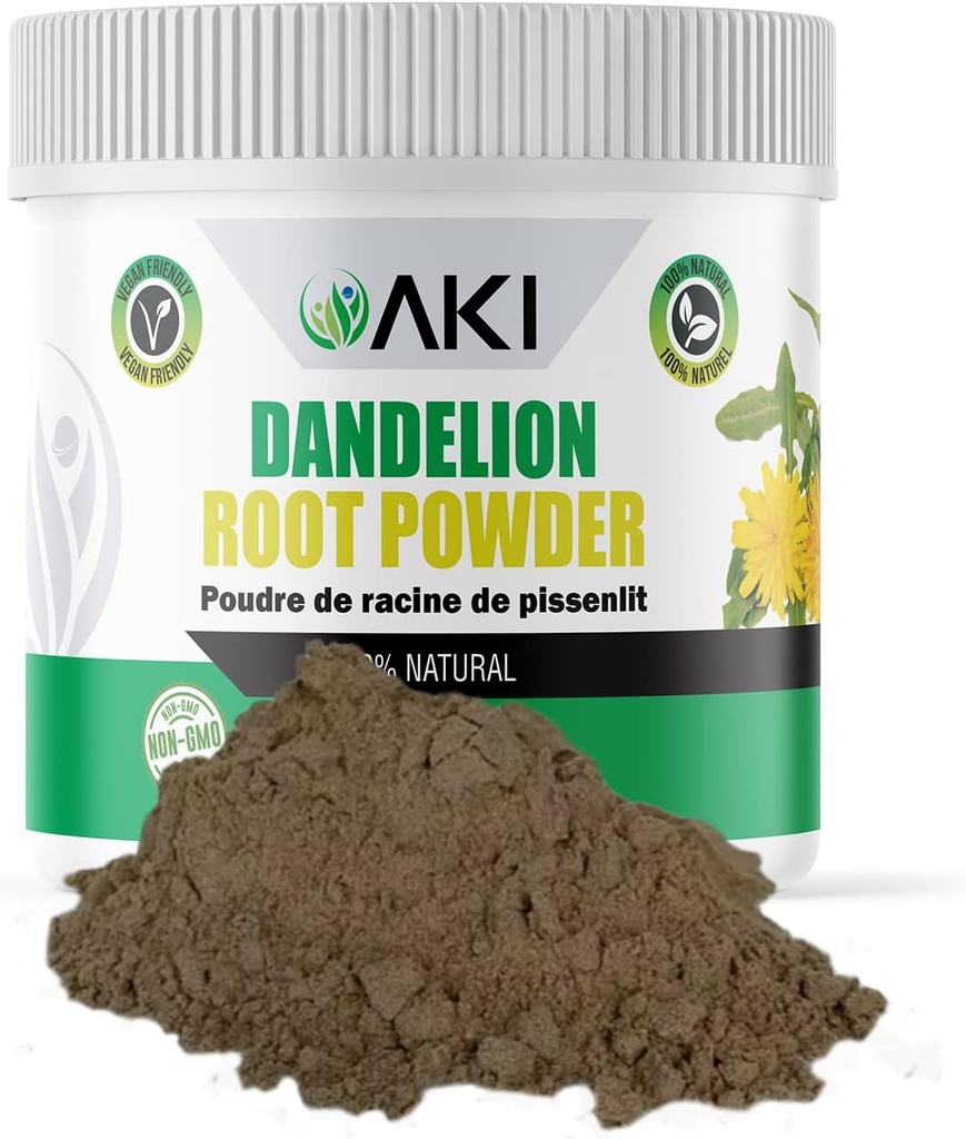 AKI Dandelion Root Toz - Vitaminler ve Antioksiler İdeal - Immune - Gluten & Sugar-Free, Non-GMO (5.30oz /150g)