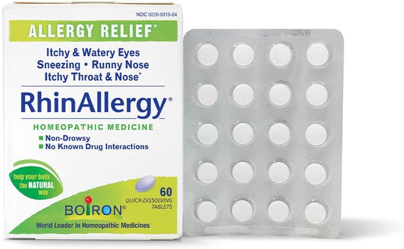 Boiron RhinAllergy Tabletleri Sneezing, Runny Nose ve Itchy Gözler veya Throat - 60