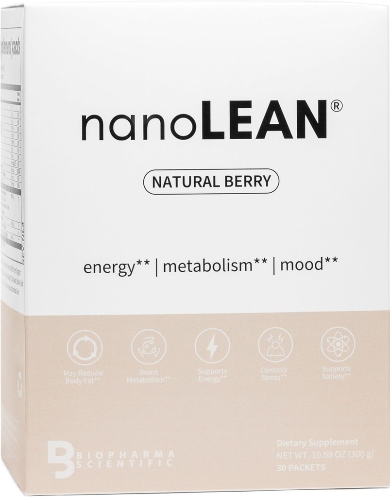 Biofark Bilimsel NanoLean Natural Kilo Yönetimi ve Sağlıklı Enerji İçilir | Doğal Berry Flavor / 30 Hizmetler | Fat Yan, Artan Metabolism | Ashwagandha, Green Tea