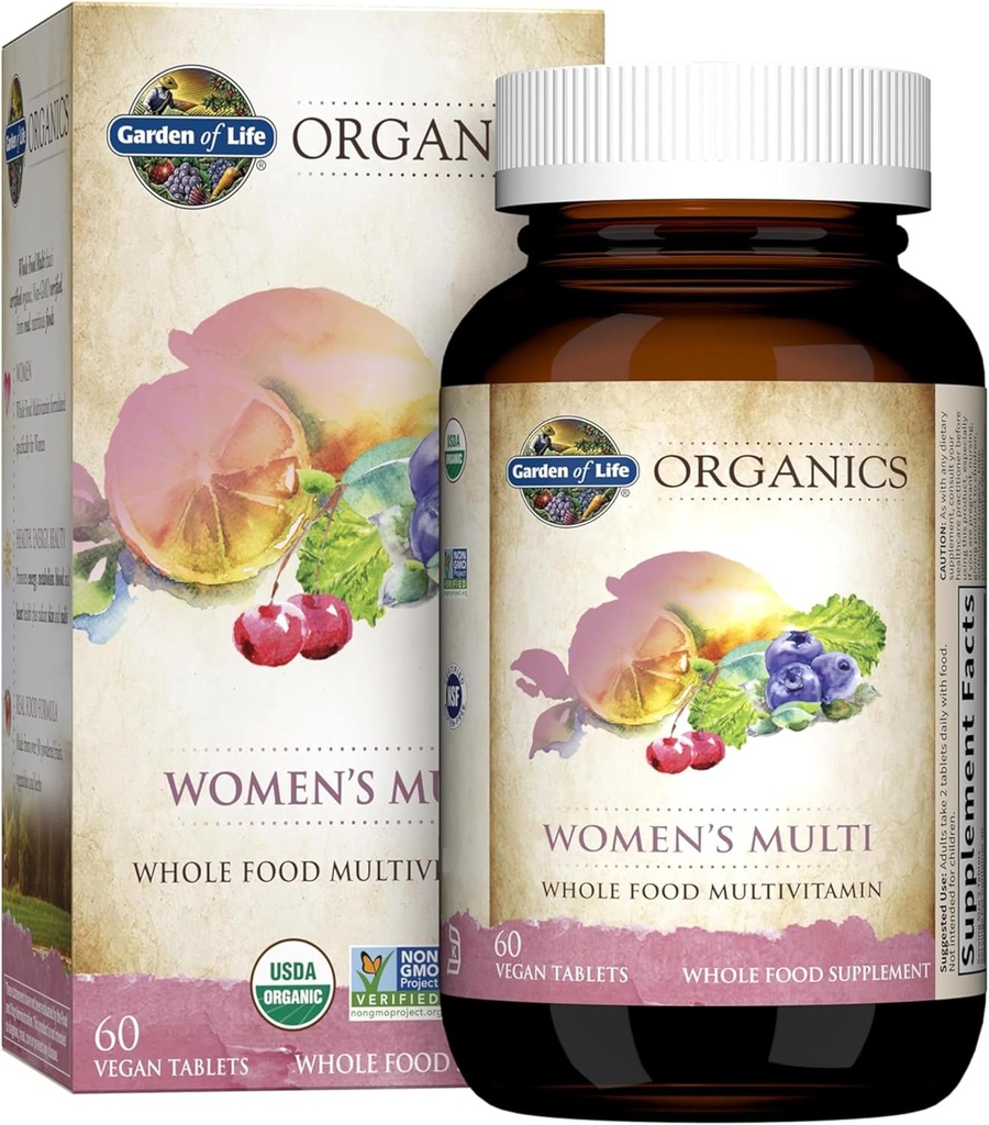 Life Organics Organic Multivitamin for Women - Womens Multi with Vitamin C, D, Folate, B6, B12, Biotin, Iron, Vegan Whole Food Vitamins for Women, Energy, Skin, Nails, 60 Tabletler