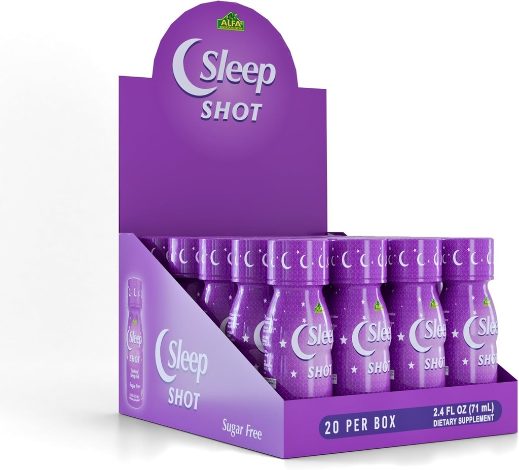 Alfa Vitaminleri Tarafından Shot - Melatonin 10 MG, B6, L-Theanine for Health Sleep & Night time Routine- 2.5oz Shot Şişe - 20 Packin
