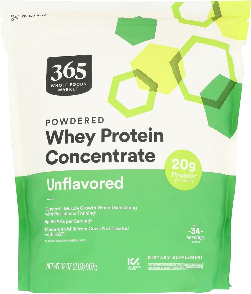 365 από το Whole Foods Market, Unflavored Whey συμπυκνωμένη πρωτεΐνη σκόνη, 32 ουγγιά
