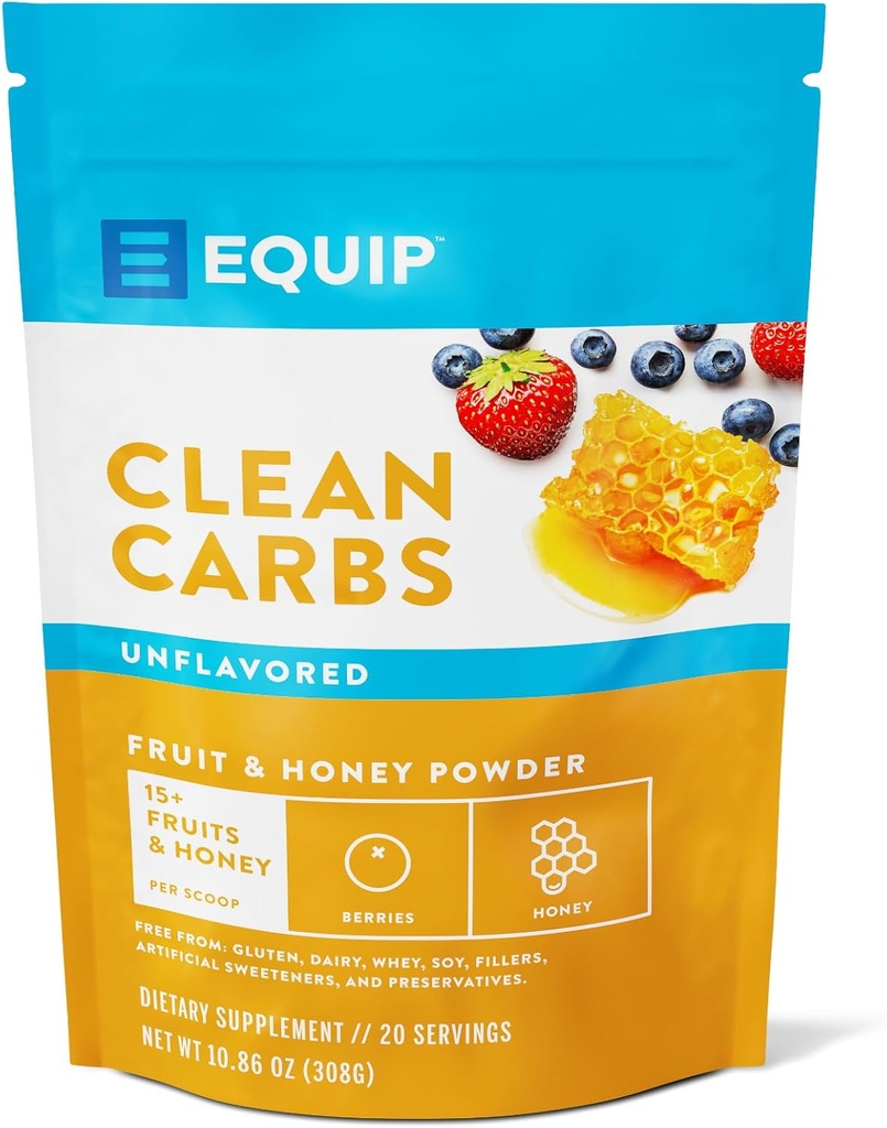 Equip Foods Clean Carbs | 15+ Meyveler ve Honey Superfood Toz | Post Workout Recovery Toz | Antioksis, Carbohidrat Supplement | Immune Support Carb Clean | 20 Hizmet, Unflavoreded