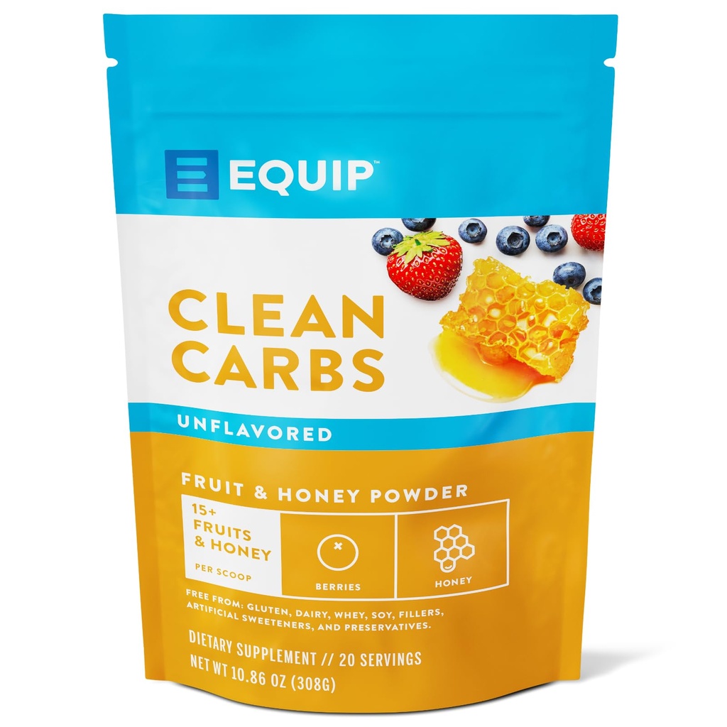 Equip Foods Clean Carbs | 15+ Meyveler ve Honey Superfood Toz | Post Workout Recovery Toz | Antioksis, Carbohidrat Supplement | Immune Support Carb Clean | 20 Hizmet, Unflavoreded