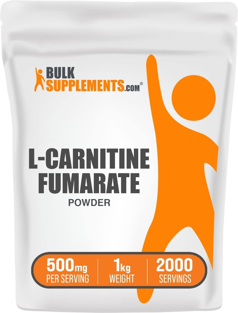 BulkSupplements.com L-Carnitine Fumarate Toz - Carnitine Supplement, Spor Beslenme, L-Carnitine 500 mg - Gluten Free, 500 mg per Service, Gluten Free, 1 kg (2.2 lbs) (Polonya 1kg (2.2 lbs) (Polonya 1kg)