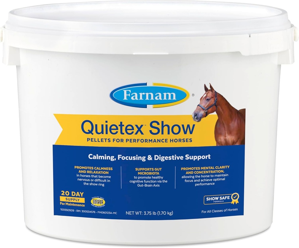 Farnam Quietex Show Pellets, Helps Keep Horses Calm & Relaxed that Become Nurk in The Show Ring 3,75 lbs.