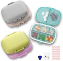 [5 Pack] Travel Pill Organizer 8tments Easy Open Lid Portable Pill Case Daily Pill Organizer Moisture Proray+Pink+Khaki+Green)