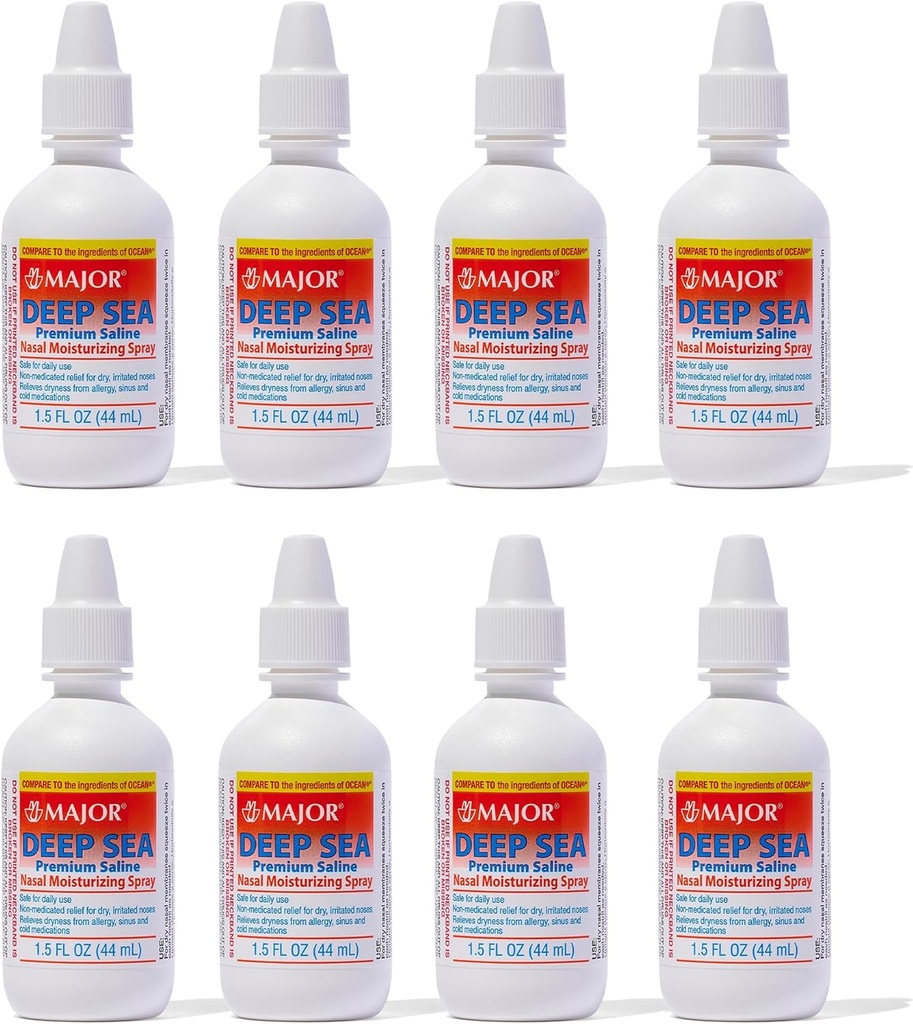 MAJOR Deep Sea Premium Saline - Kuruness ve Irritation Relief için spreyleme - sodyum Chloride 0.65% - 1.5 Fl. Oz (8 Pack)