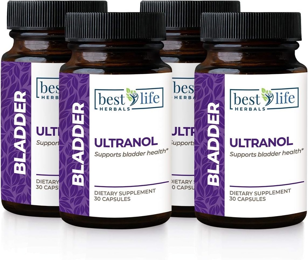 Ultranol Total Bladder Support - Φυσικό συμπλήρωμα βατόμουρου για την υγεία των ουροφόρων οδών, υπερδραστήριο έλεγχο της ουροδόχου κύστης, Ακράτεια - Μειώνει τις διαρροές και επείγων - 4 μπουκάλια - 120 κάψουλες