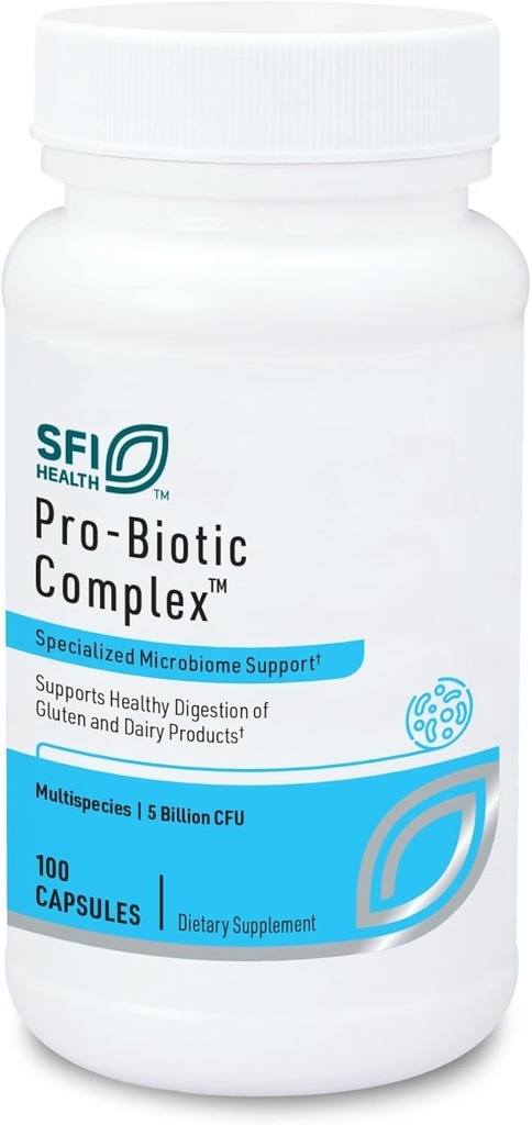 Klaire Labs SFI Health Pro-Biotic Kompleksi - Erkekler ve Kadınlar için Intestinal Destek, 5 Milyar CFU Lactobacillus asitofili ve Bifidobacterium bifidum Probiyotik, Hipoallergen & Dairy-Free (100 Capsules)