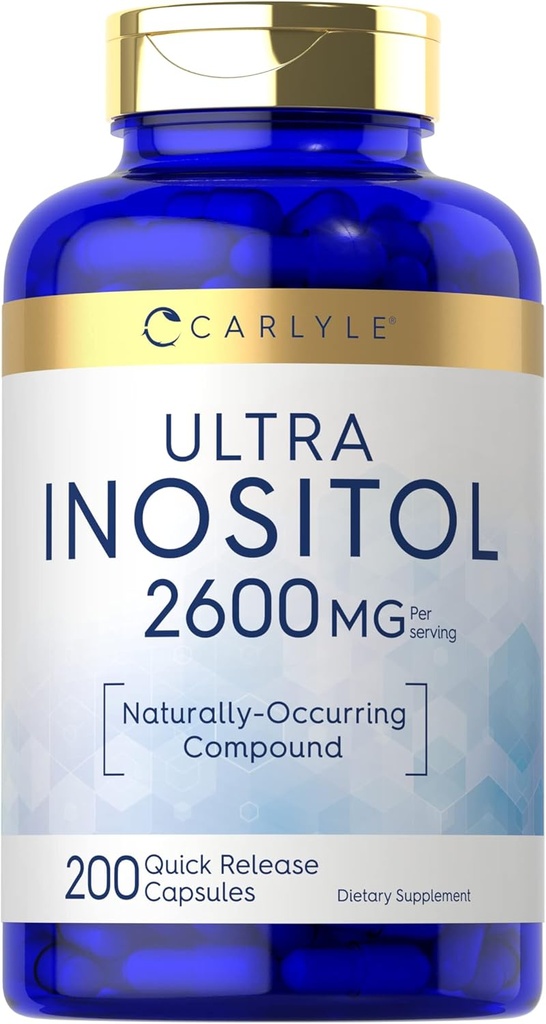Carlyle Inositol Supplement | 2600mg | 200 Capsules | for Women & Men | as Myo-Inositol | Non-GMO, Gluten Free