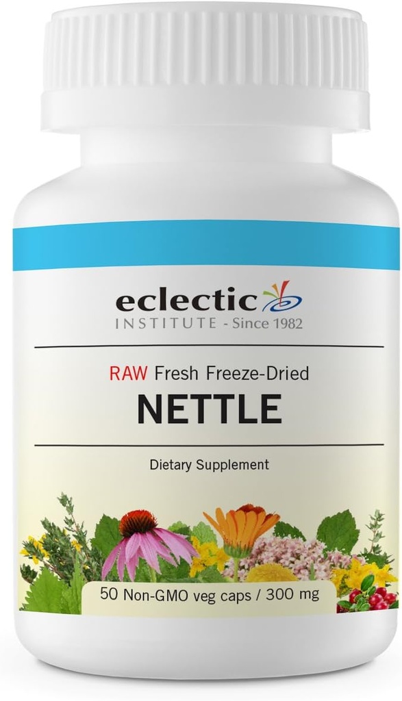 Eclectic Herb Raw Freeze-Dried Non-GMO Nettle Leaf | Sağlıklı Sinus Desteği, Histamine Response & Respiratory Wellness | 50 Veg Caps (300 mg) | US Grown, Vegan
