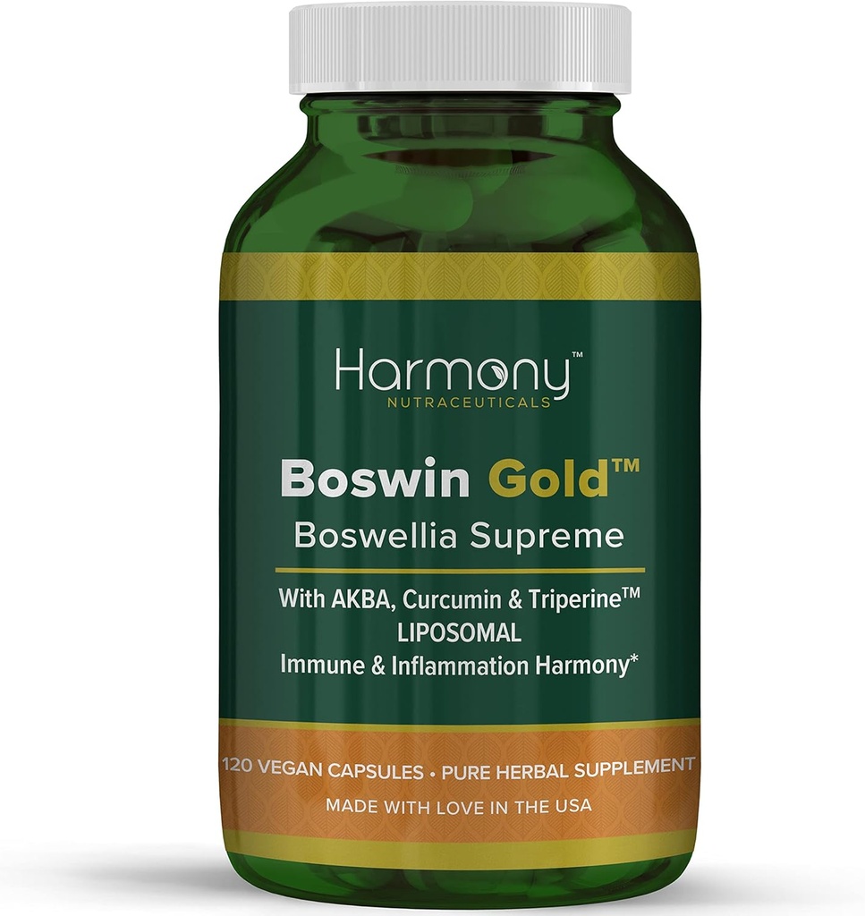 Harmony Nutraceuticals Boswin Gold Liposomal - En Yüksek Potency En Biyoaktivite Dr. Gumman'ın Klinik Notu Turmeric & Triperine ile Enerjilenmiş