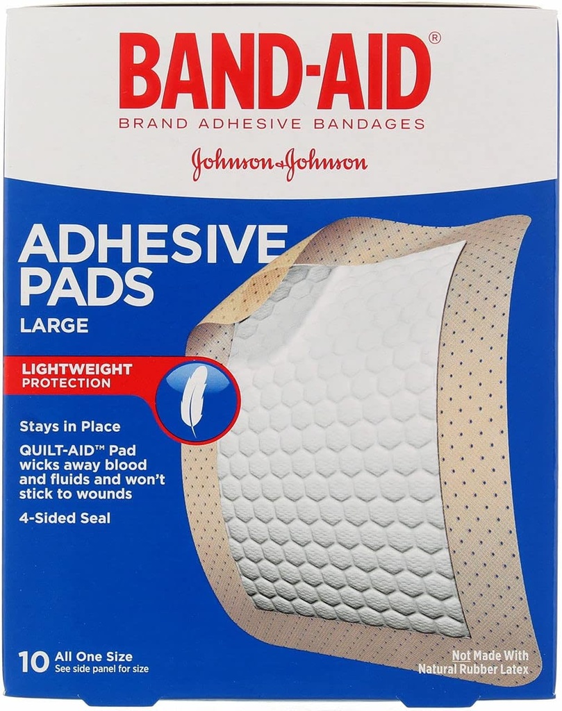 Band-Aid Brand Tru-Stay Yapıştırıcı Pads, Yara Bakımı ve Koruma için Büyük Yıkamalar, Büyük Boyut, 10 ct ( Pack of 4)