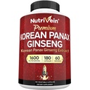 Nutrivein Korean Red Panax Ginseng 1600 mg - Ekstra Kuvvetli Formula - 180 Capsules - Boost Energy, mental Focus & Immune Health Natural Natural