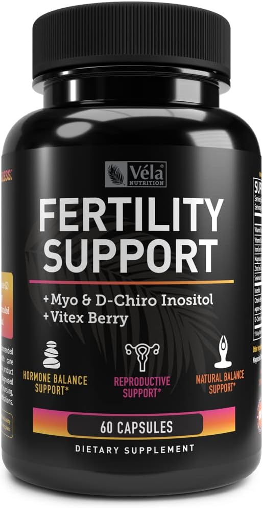 Vela Ferttitude Support Supplement | + Myo & D-Chiro Inositol + Vitex Berry | Reproductive Support, Hormonal & Ovarian Support Complex | 60 Capsules | 3rd Party Tested, Non-GMO