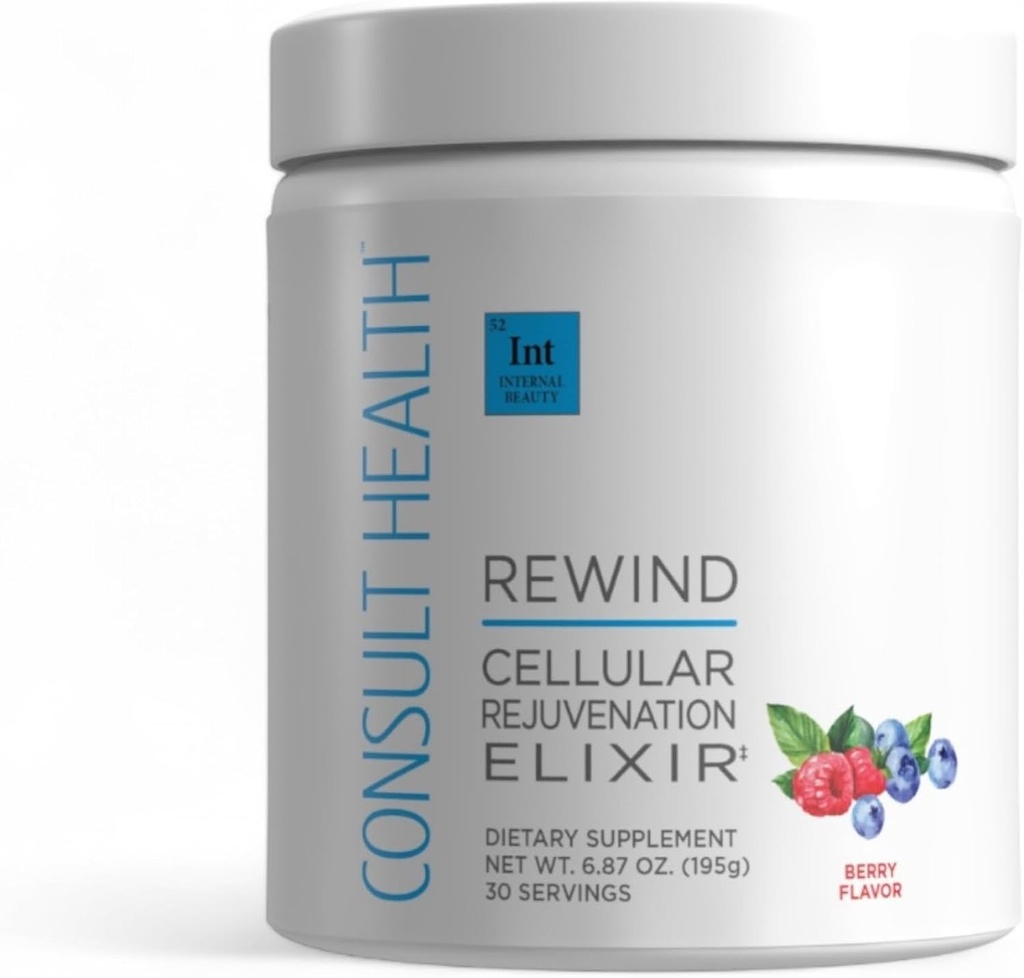 Συμβουλευτείτε την Υγεία Rewind 1.000 mg MSM, Κυτταρική Αναζωογόνηση Powder Drink Mix - Lycopene, Polyphenols, Collagen & Elastin Υποστήριξη για τις αρθρώσεις, το δέρμα, τα μαλλιά και τα νύχια - Berry Flavor - 30 Υπηρεσίες